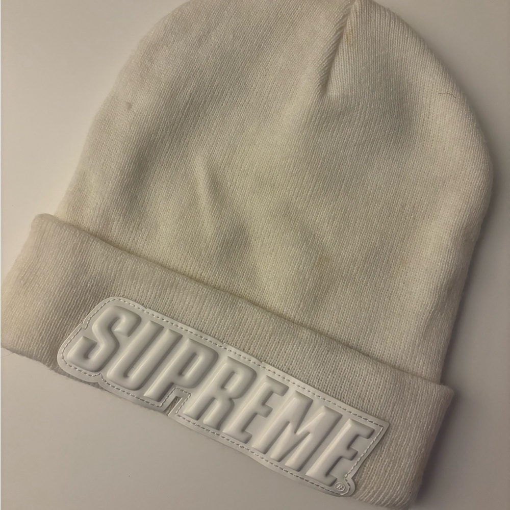 Supreme White Bubble Letter Beanie
